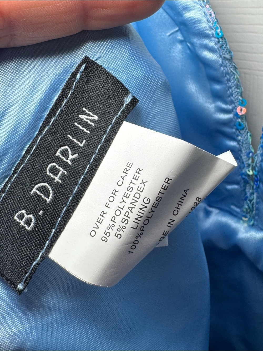 B Darlin Sky Blue Sequin Spaghetti Strap Party Dress - Picture 7 of 11